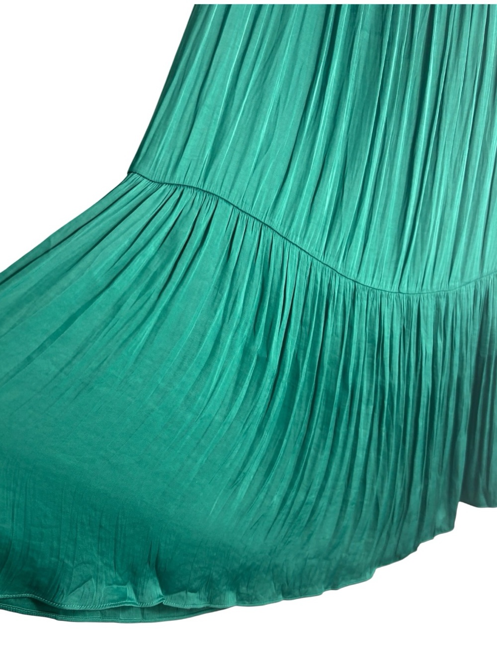 MAISON d'AMELIE Crinkle Pleated Emerald Green Pleated Tiered Skirt Size L—NWT! - Picture 5 of 8